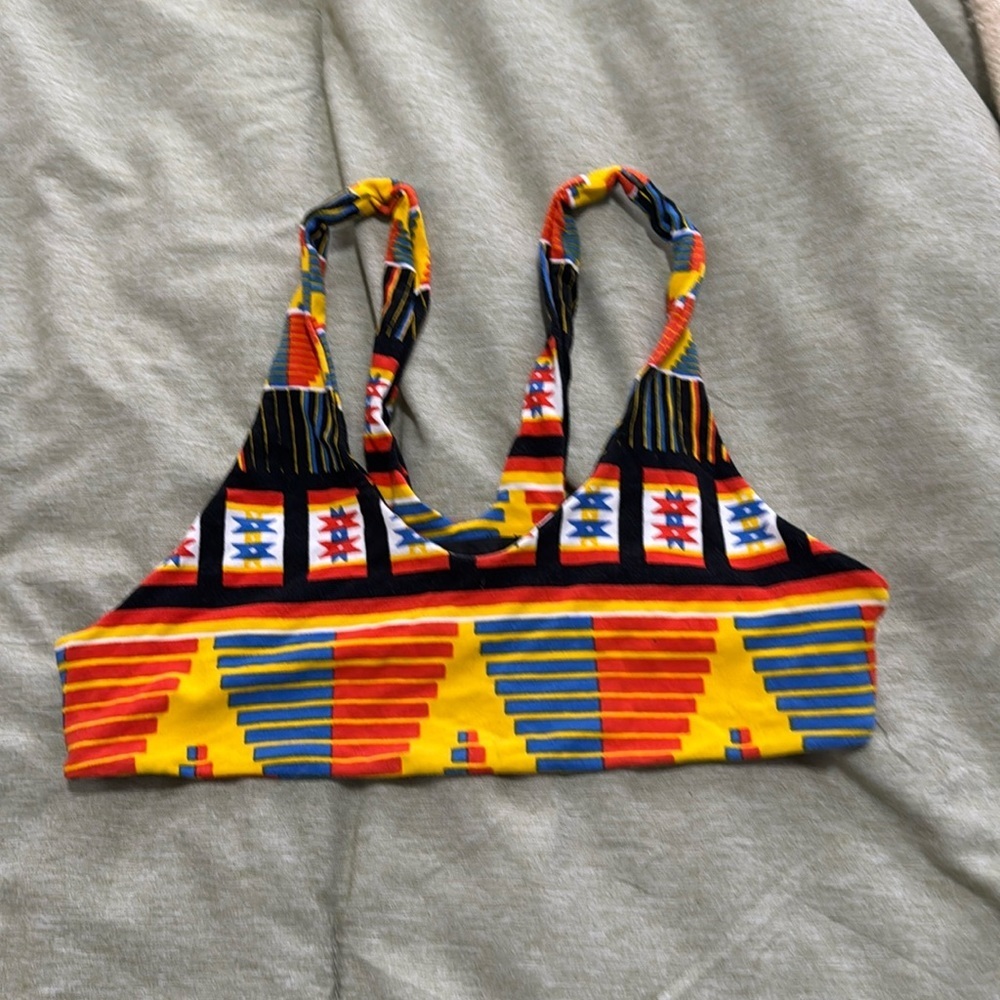 Indah Bright Yellow Red & Blue Tribal Bikini Top